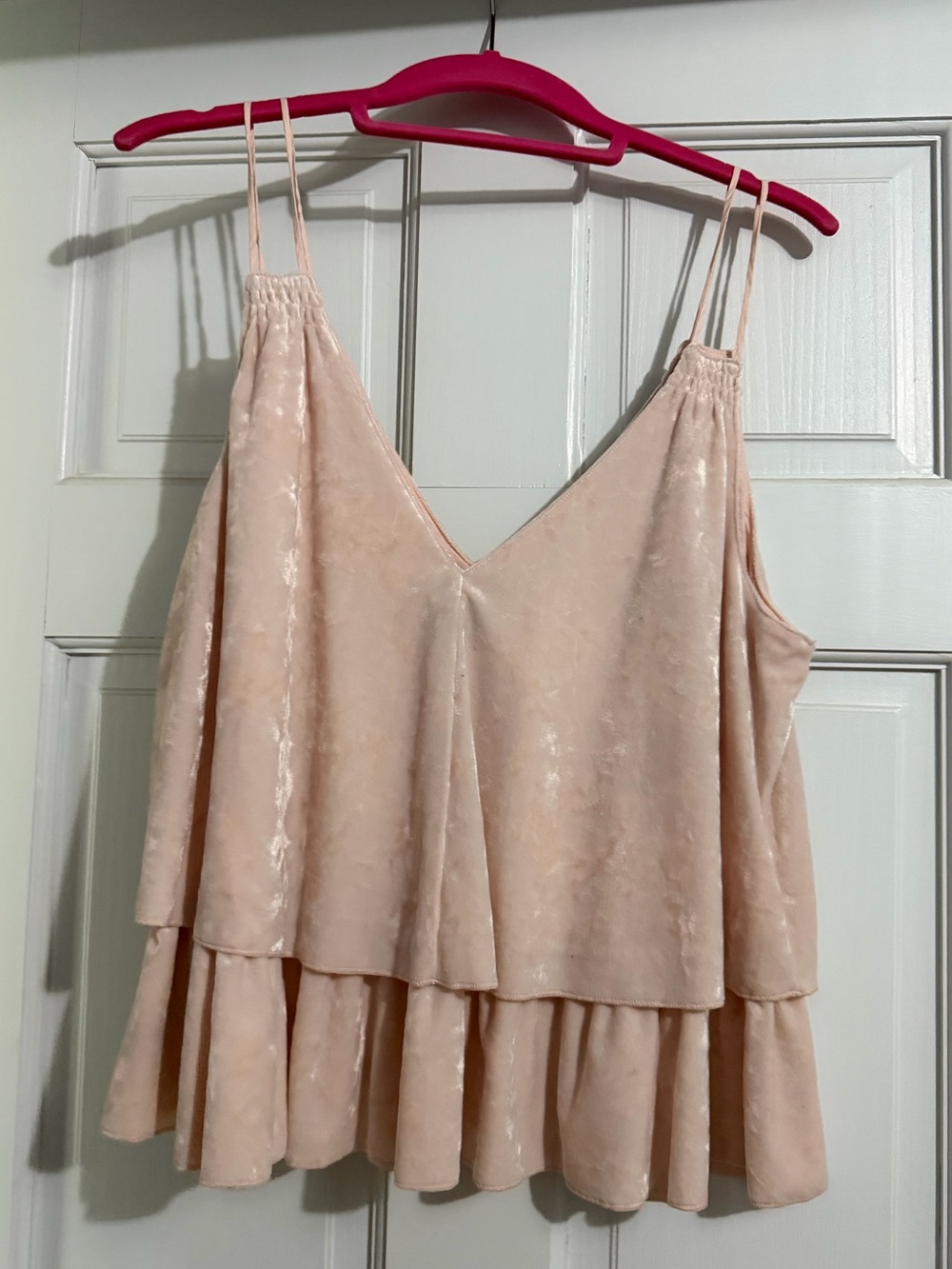 aerie Blush Pink Double-Layer Ruffle V-Neck flowy tank
